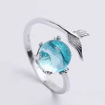 Ocean Whisper Blue Crystal Jewelry Set – Necklace, Earrings & Ring