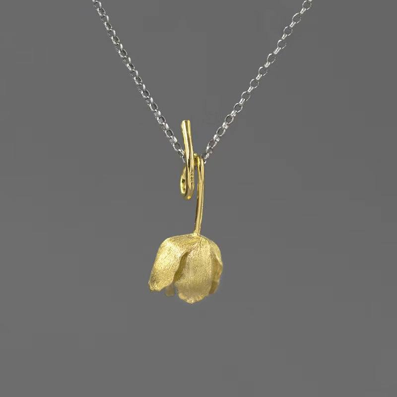 Gold Tulip Flower Pendant