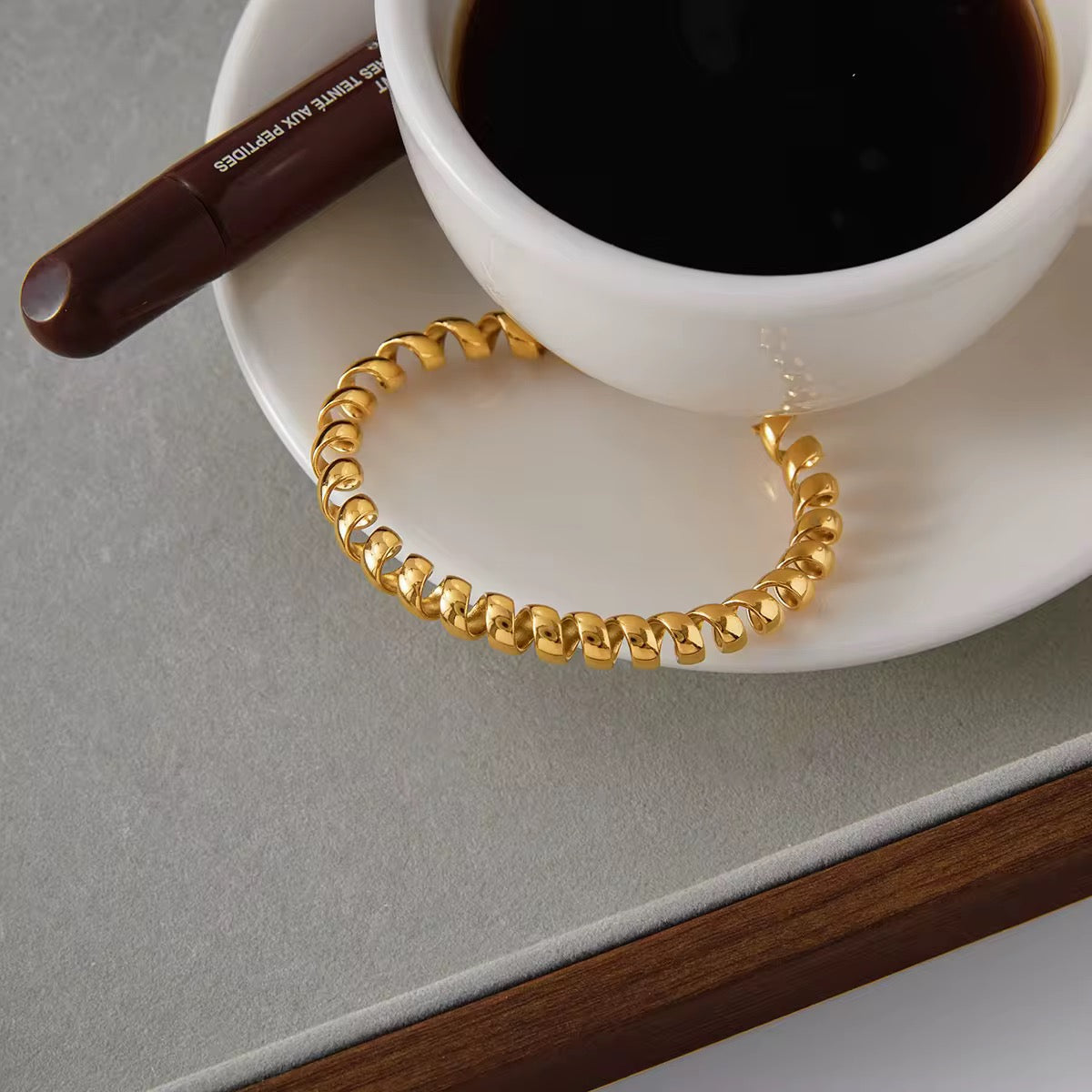 Gold Spiral Cuff Bracelet