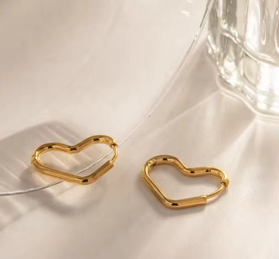 Gold Heart Hoop Earrings