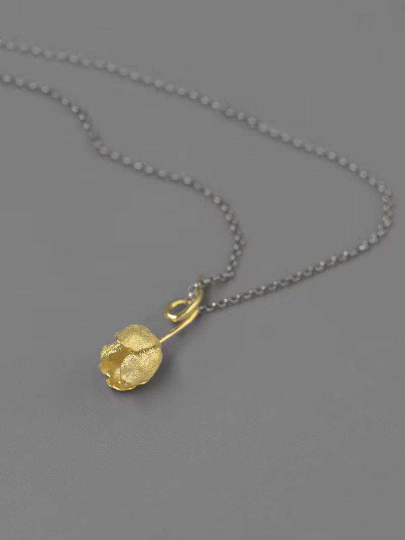 Gold Tulip Flower Pendant