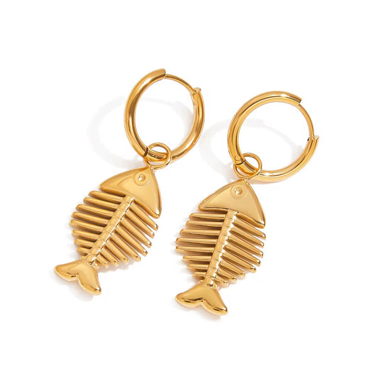 Fishbone Hoop Earrings