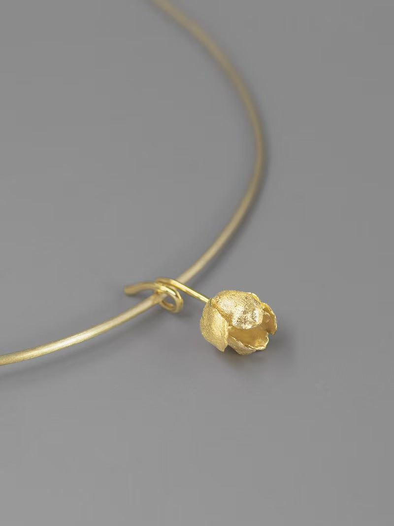 Gold Tulip Flower Pendant