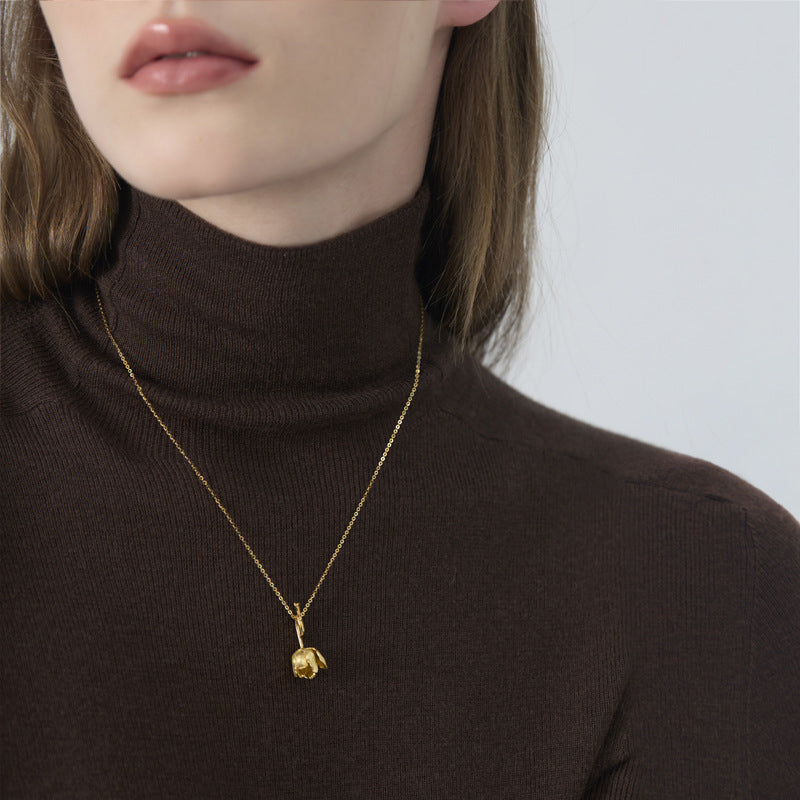 Gold Tulip Flower Pendant