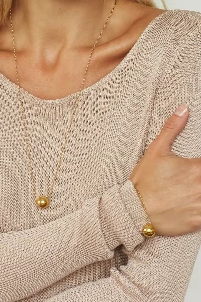 Sphere Necklace & Adjustable Bracelet Set