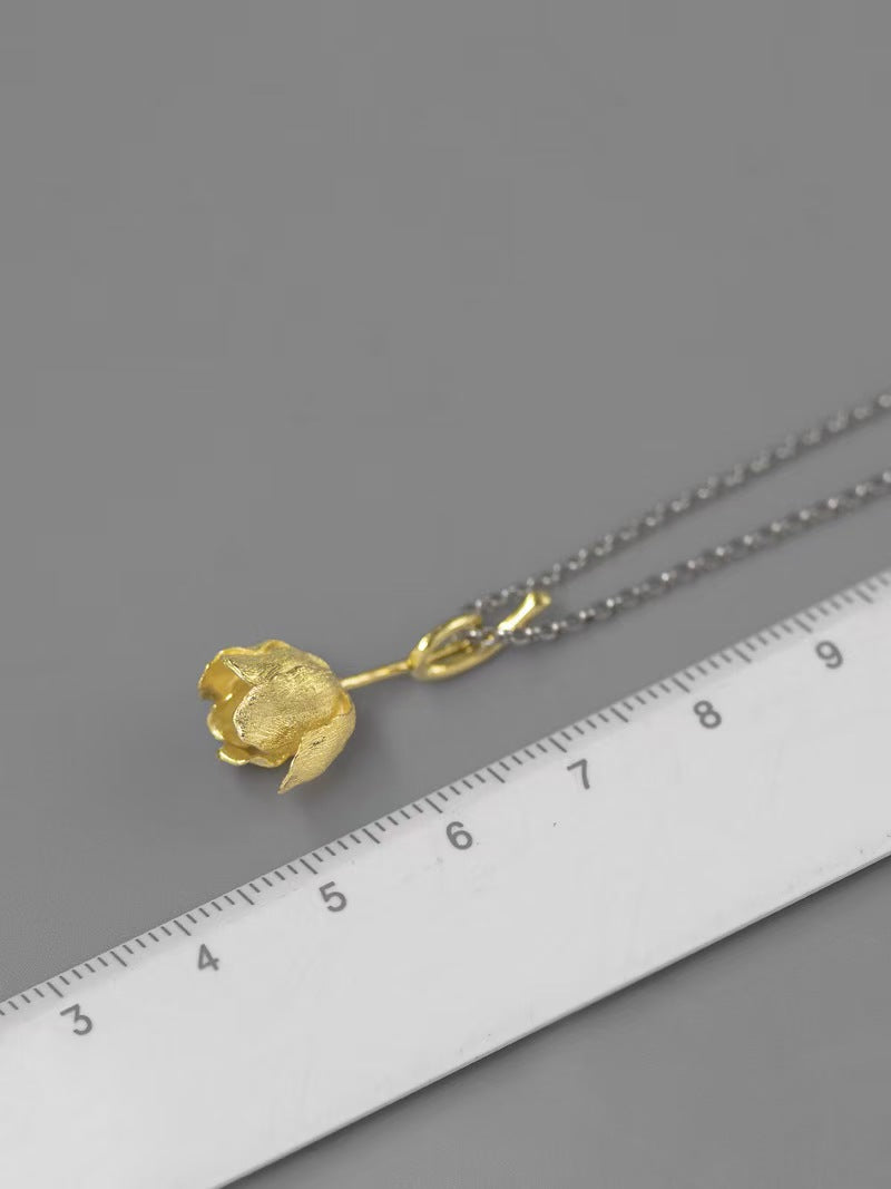 Gold Tulip Flower Pendant