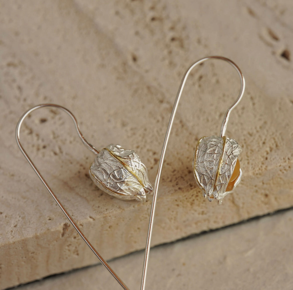 Amber Seed Pod Earrings