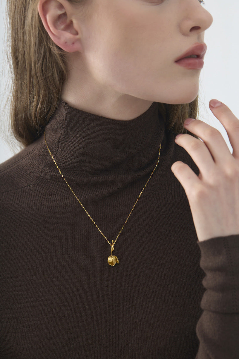 Gold Tulip Flower Pendant