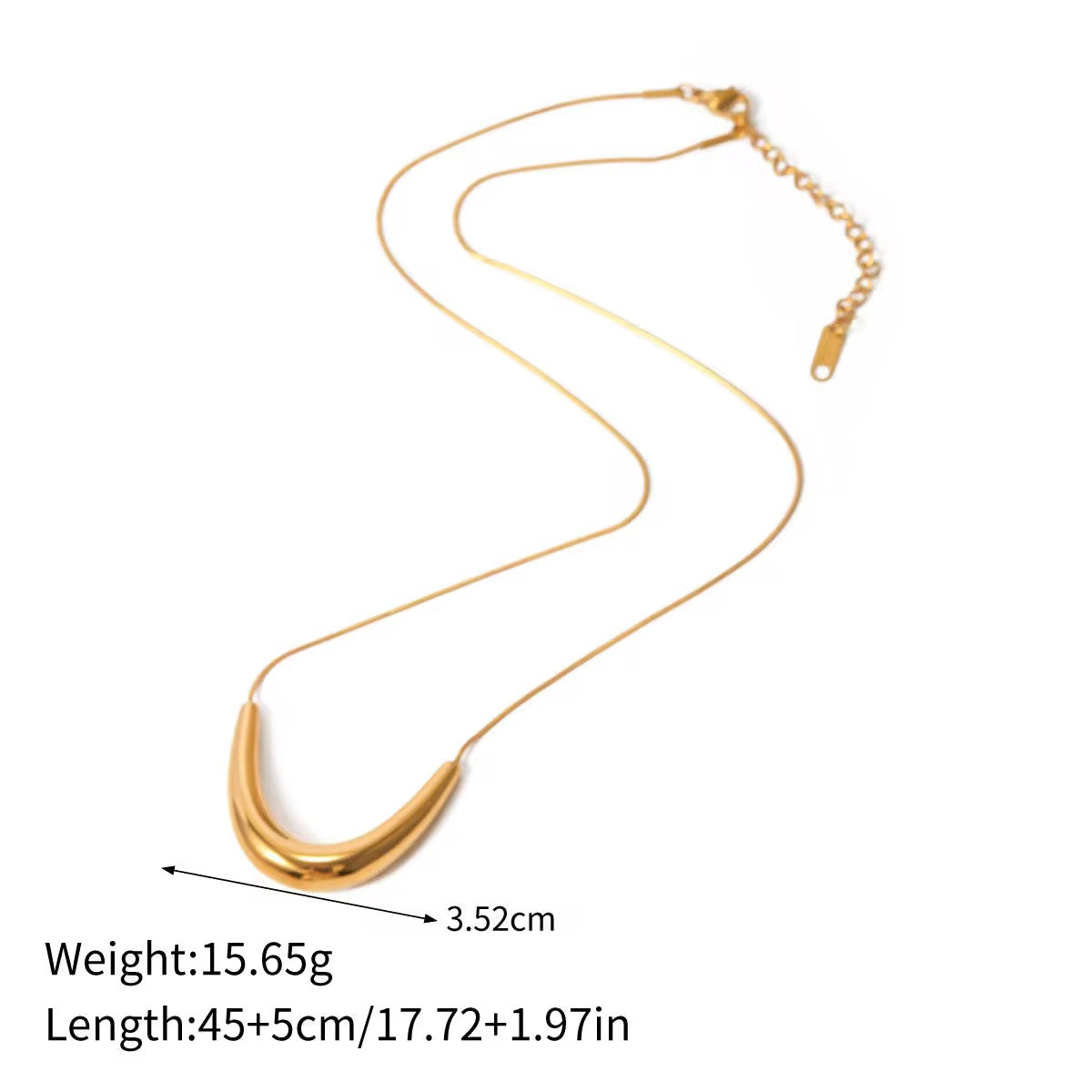Golden Crescent Curve Necklace