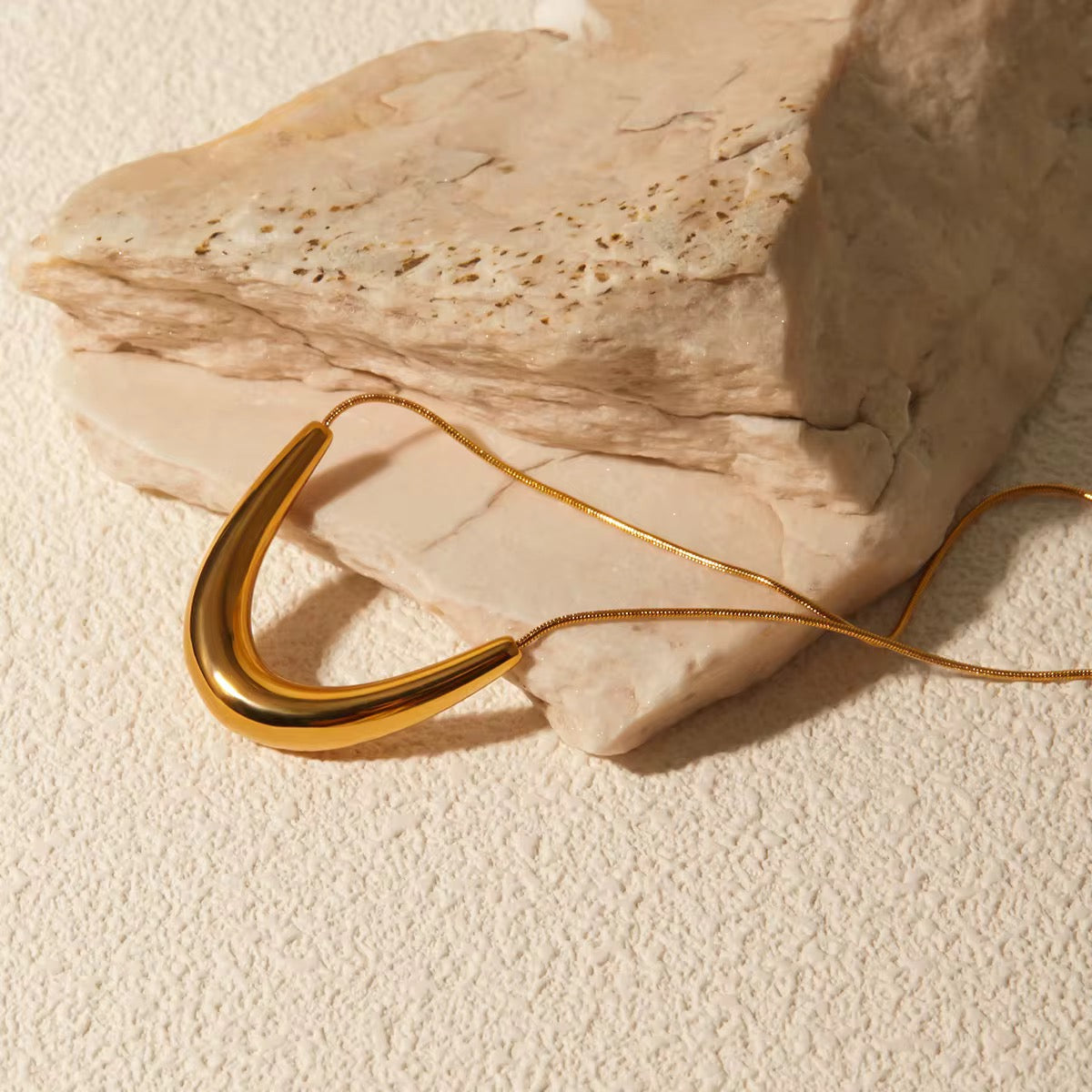 Golden Crescent Curve Necklace