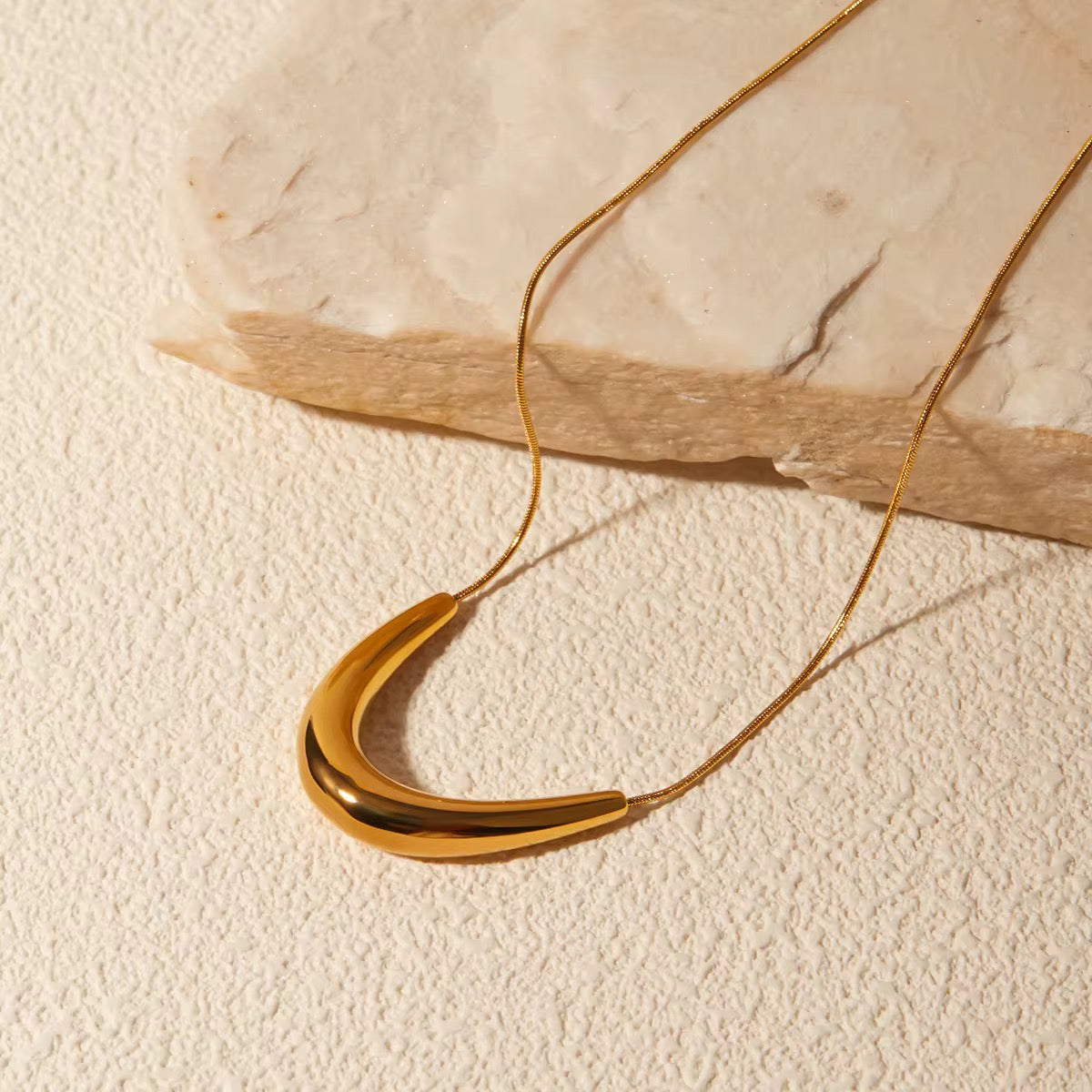 Golden Crescent Curve Necklace