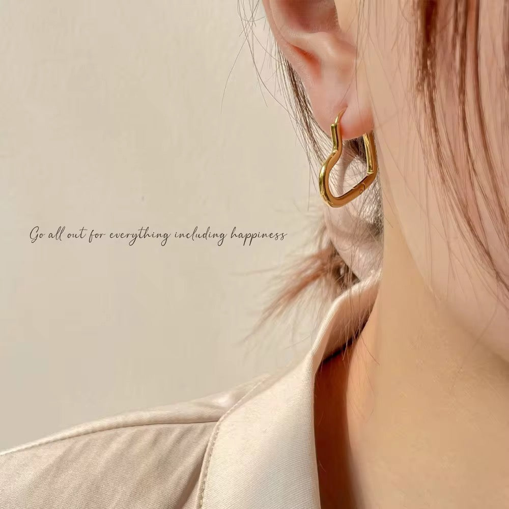 Gold Heart Hoop Earrings