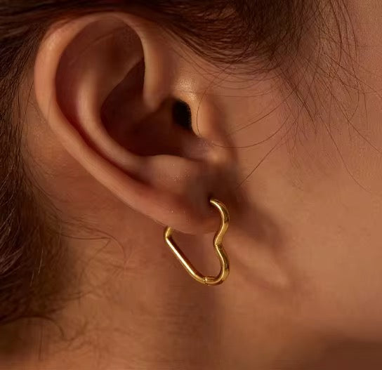 Gold Heart Hoop Earrings