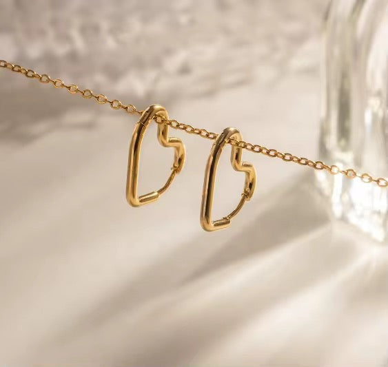 Gold Heart Hoop Earrings