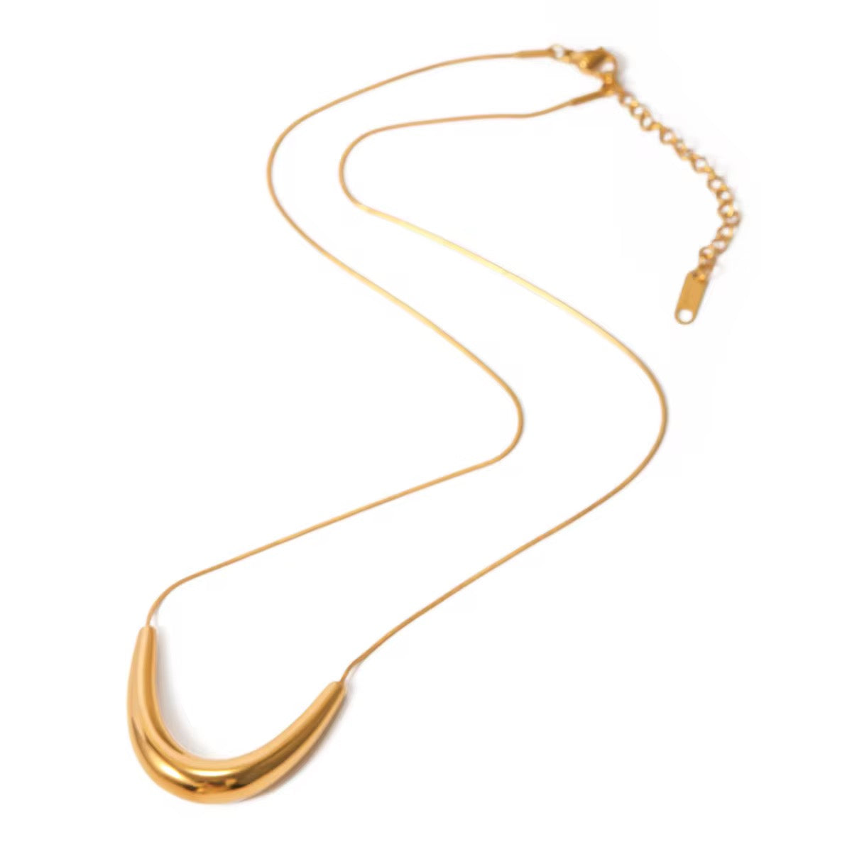 Golden Crescent Curve Necklace
