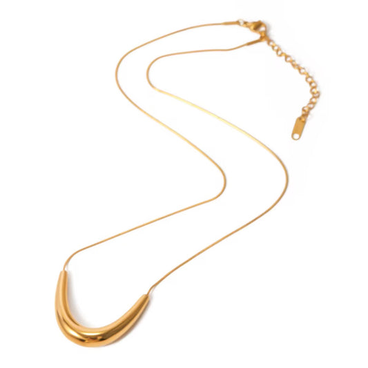 Golden Crescent Curve Necklace