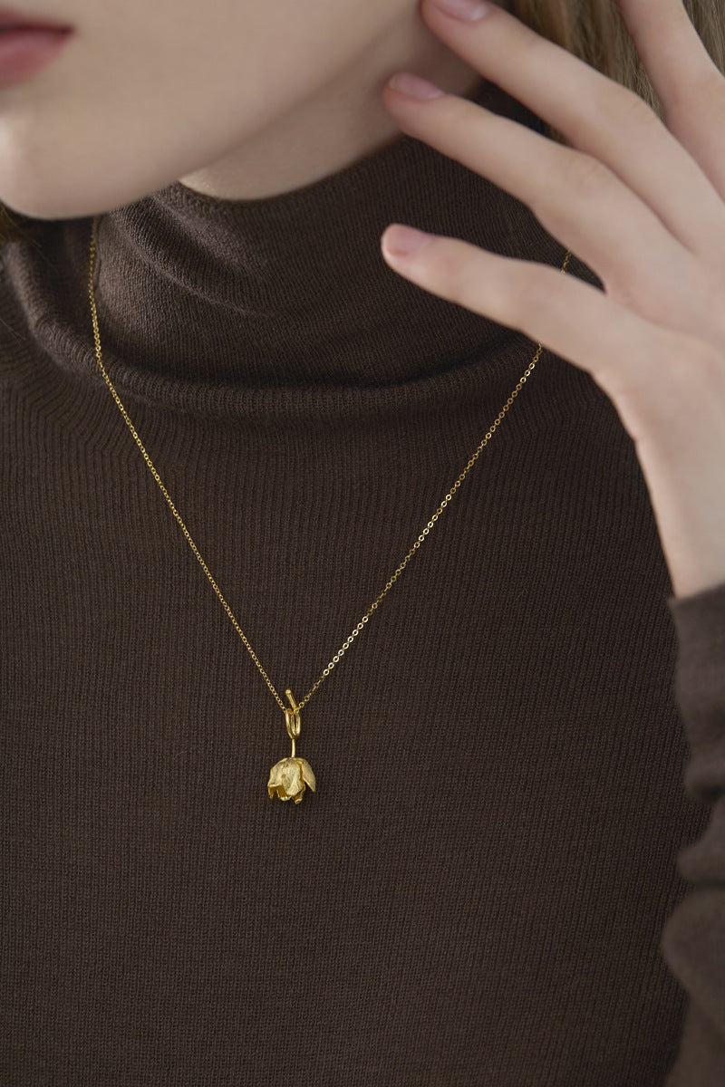 Gold Tulip Flower Pendant