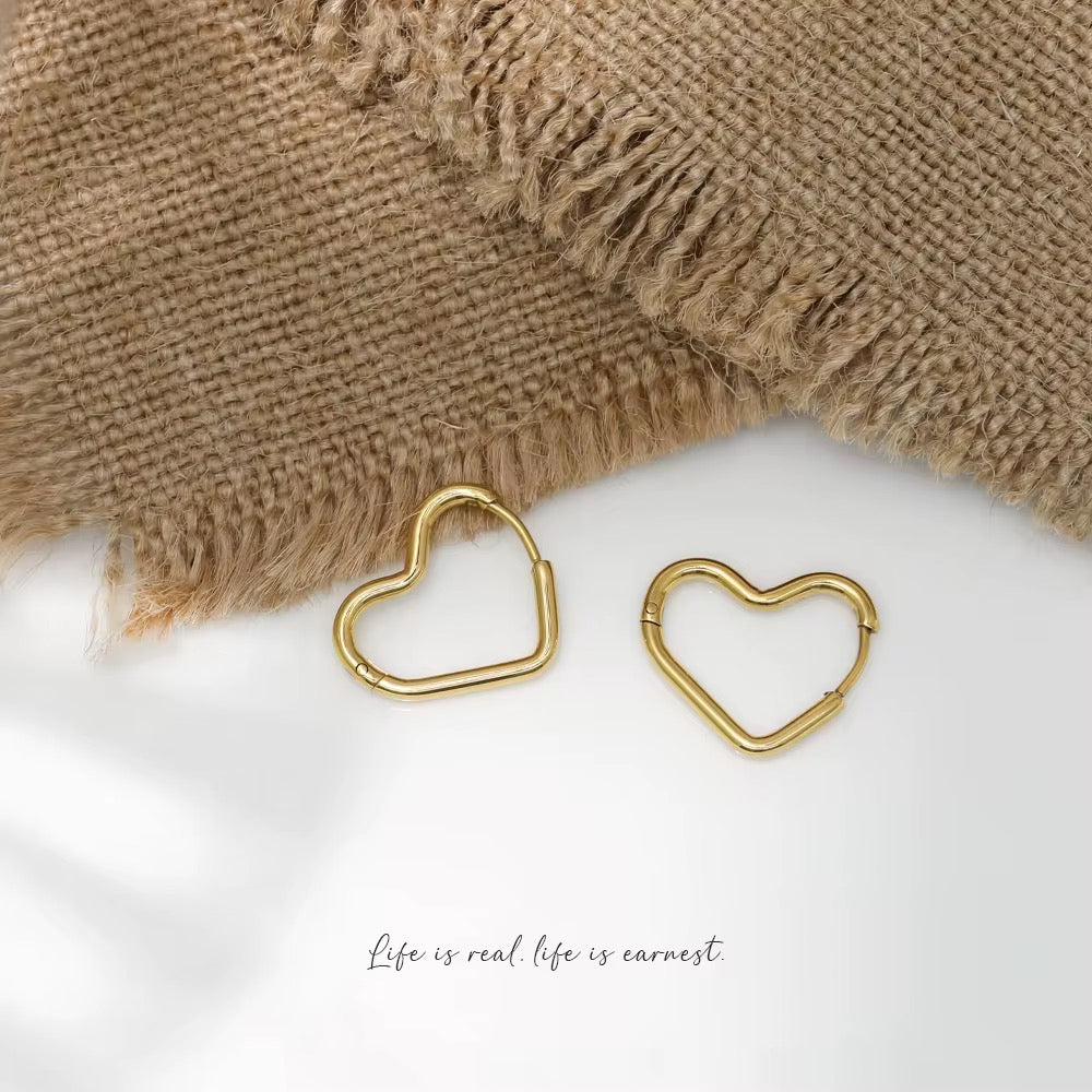 Gold Heart Hoop Earrings
