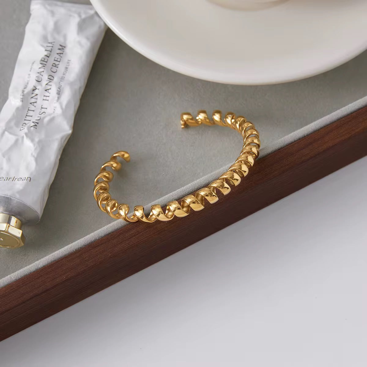 Gold Spiral Cuff Bracelet