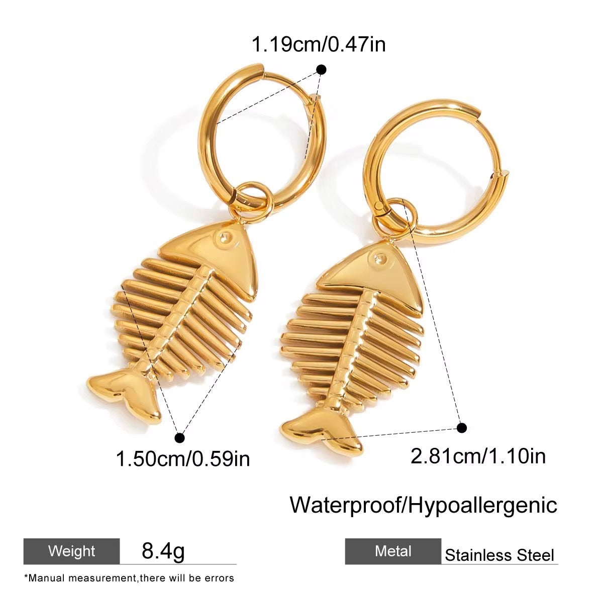 Fishbone Hoop Earrings