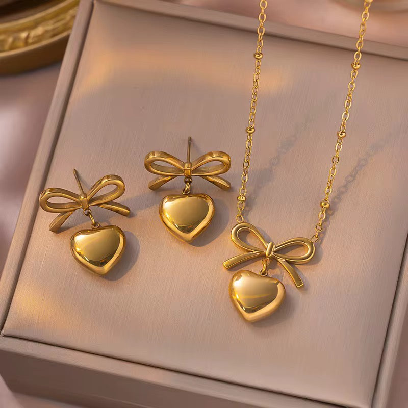 Bow Heart Jewelry Set