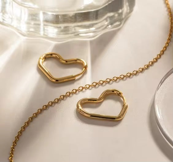 Gold Heart Hoop Earrings