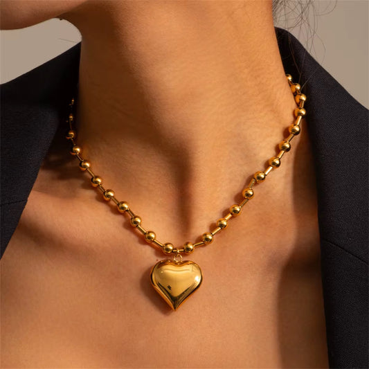 ✨ Gold Heart Beaded Necklace – Elegant & Gift Ready ✨