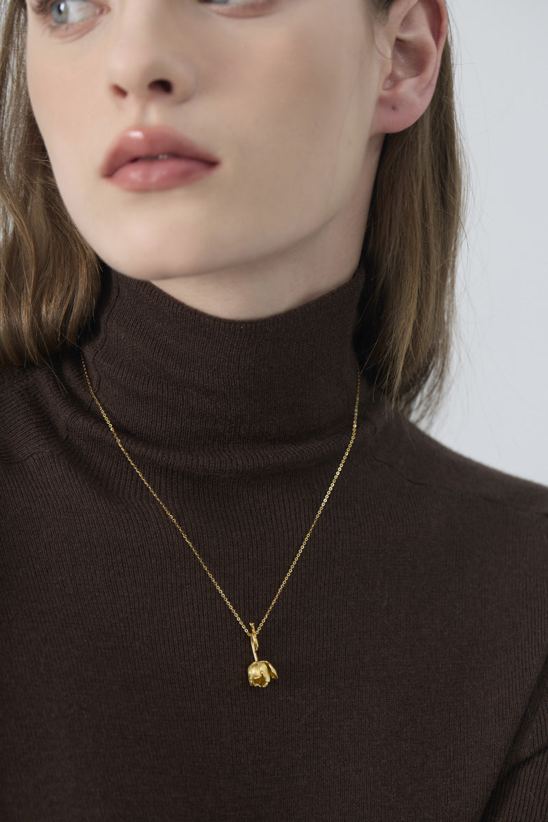 Gold Tulip Flower Pendant