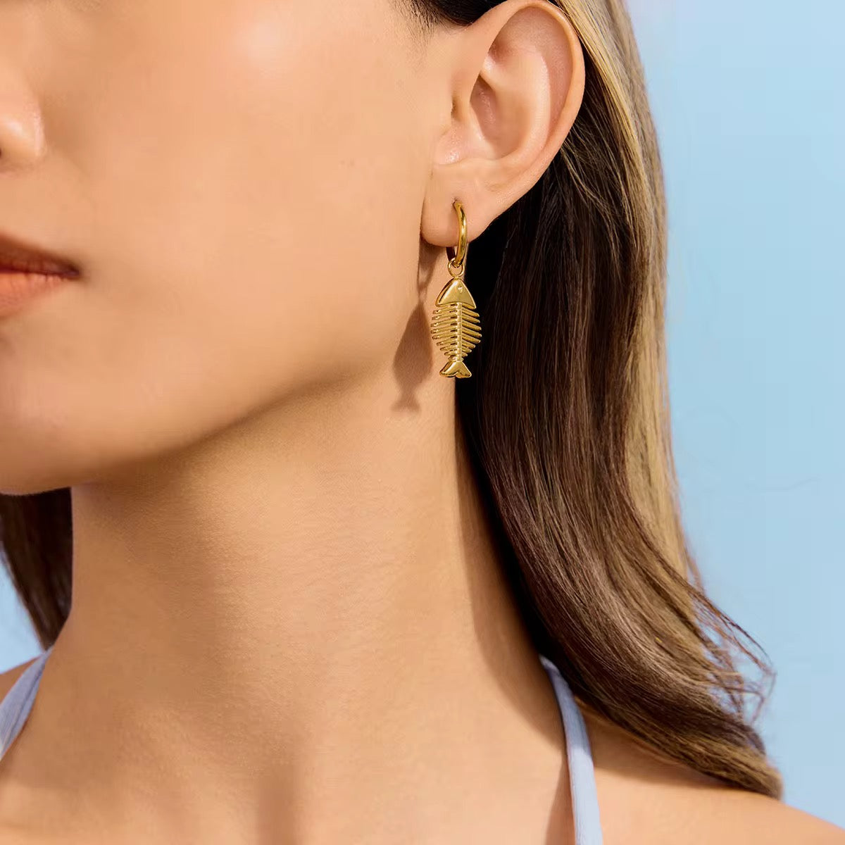 Fishbone Hoop Earrings