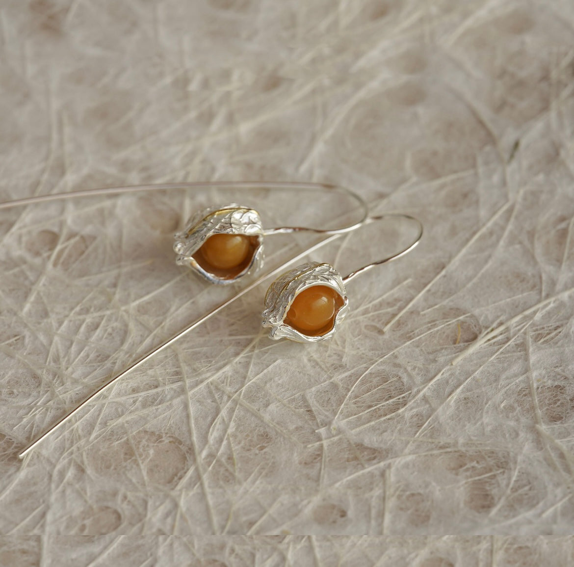 Amber Seed Pod Earrings