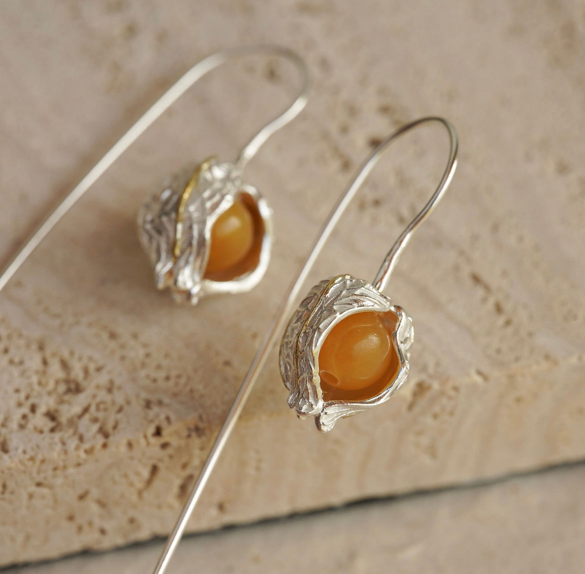 Amber Seed Pod Earrings