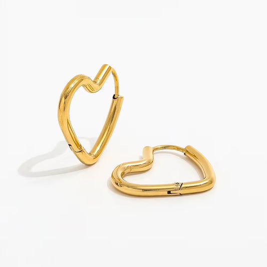 Gold Heart Hoop Earrings