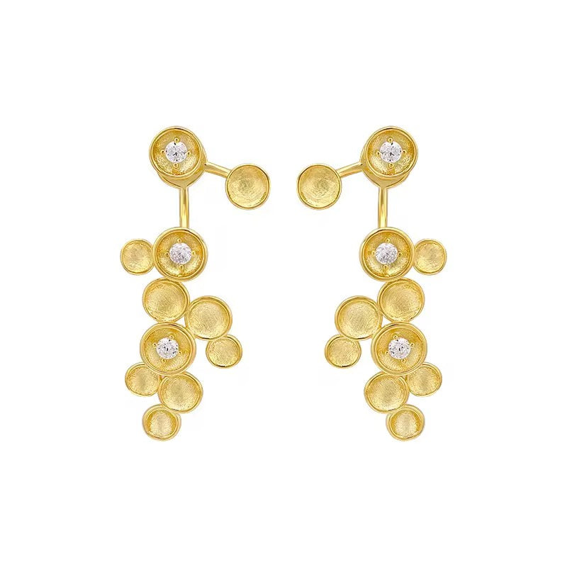 Gold Bubble Cluster Earrings – Elegant Crystal Drop Design