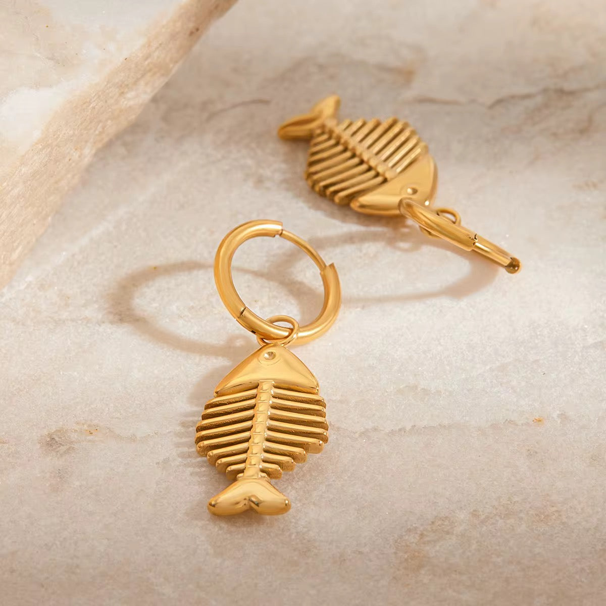 Fishbone Hoop Earrings