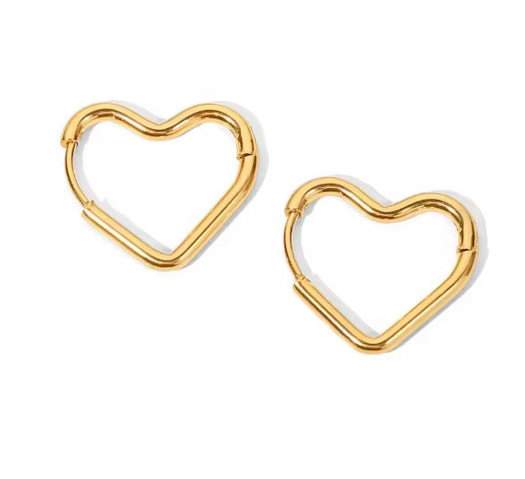 Gold Heart Hoop Earrings