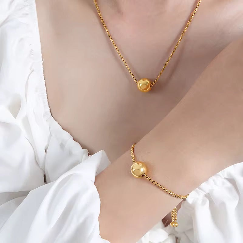 Sphere Necklace & Adjustable Bracelet Set